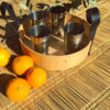 Plateau citronnier brut large rebord poignées cuir noir Ma Jungle Family