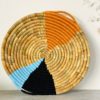 plateau panier murale decoration fibre naturelle et laine bleu noire caramel Ma Jungle Family