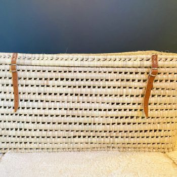 grand coffre rangement XXL attache en cuir et poignees en cuirpaille osier doum en feuille de palmier Maroc Ma jungle Family