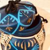 bambou rice box boite a riz fabrique en thailande a la main peinte belu nuit fleurs blanche urne decaoration doré arabesque bleu grece Ma Jungle Family
