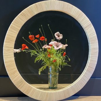 miroir en raphia bordure naturel fait a la main au maroc artisanal Ma Jungle Family