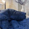 sofa cover edredon courtepointe bleu marinenoir fleuris coton indien Ma Jungle Family Jaipur fait a la main