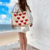 Panier marocain brodé coeur love tresse et brode a la main au Moroc doubles anses en cuir dessin ethnique boheme Ma Jungle Family