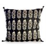 housse de coussin noir coton indien jaipur blockprint tulipe fleur noir pompon bordeaux bagru Ma Jungle Family