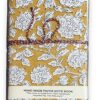 carnet de voyage en papier recycle tissu fleuri indien blockprintemeraude vert canard fuschia fermé avec une ficelle lien moutarde