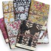 carnet de voyage en papier recycle tissu fleuri indien blockprintemeraude vert canard fuschia fermé avec une ficelle lien