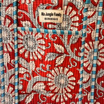 Gand cabas sac molletonne matelasse coton safran bleu fleuri sac a langer kaki violet Inde blockprint Ma jungle Family sac de plage, valise cabine marine fleurs rouges dahlia, vert Frida Kahlo, corail, motif japonais, léopard rose, rouge, guinguette, vintage, pique nique, nappe à carreaux, bleu marine, tigres orangés rayés. fermeture éclaire, rouge éclatant