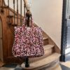 Gand cabas sac molletonne matelasse coton safran bleu fleuri sac a langer kaki violet Inde blockprint Ma jungle Family sac de plage, valise cabine marine fleurs rouges dahlia, vert Frida Kahlo, corail, motif japonais, léopard rose