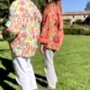 Veste matelassée, Coton indien, Fait main, Surpiqure artisanale, Confort, Chaleur, Vêtements ethniques, Mode durable, Vêtements faits à la main, Ma Jungle Family, violet, marine et dahlia rouge, corail, motifs japonais