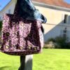 Gand cabas sac molletonne matelasse coton safran bleu fleuri sac a langer kaki violet Inde blockprint Ma jungle Family sac de plage, valise cabine marine fleurs rouges dahlia, vert Frida Kahlo, corail, motif japonais, léopard rose
