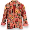 Veste matelassée, Coton indien, Fait main, Surpiqure artisanale, Confort, Chaleur, Vêtements ethniques, Mode durable, Vêtements faits à la main, Ma Jungle Family, violet, marine et dahlia rouge, corail, motif japonais