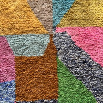 tapis marocain berbère béni ouarain laine naturelle blanc design losange décoration Ma Jungle Family Vert sapin azylal mrirt Coloré multicolore