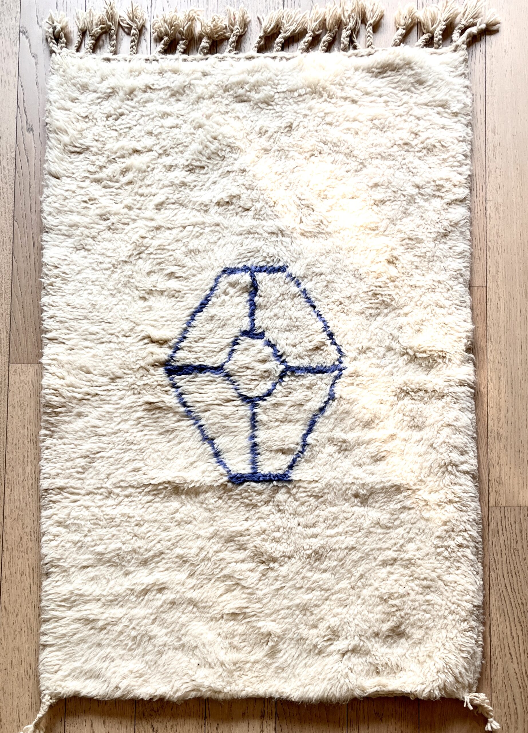 tapis marocain berbère béni ouarain laine naturelle blanc design losange décoration Ma Jungle Family Vert sapin azylal mrirt Coloré multicolore diamant