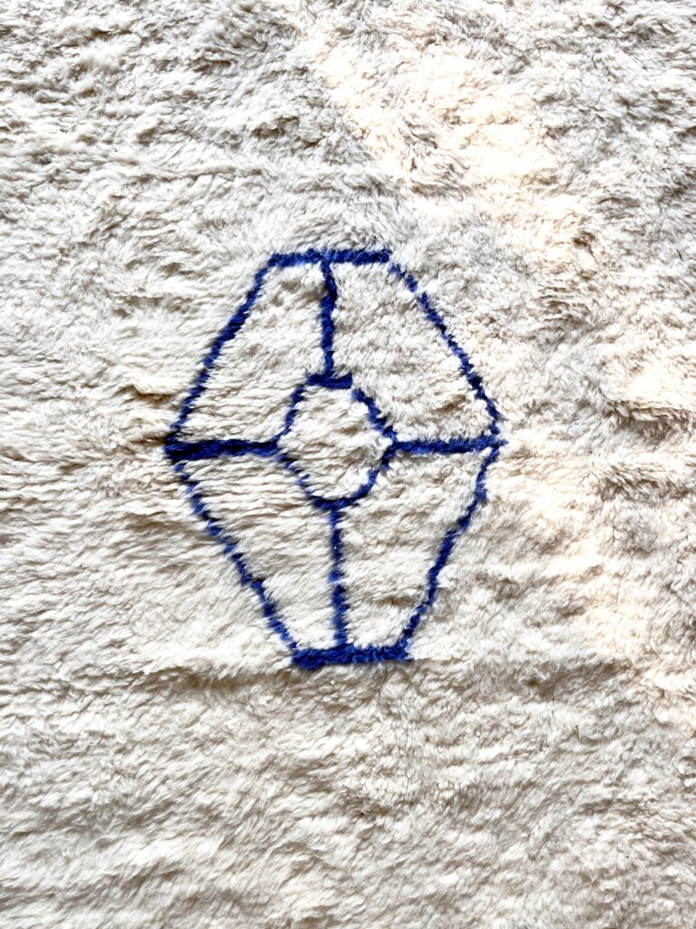 tapis marocain berbère béni ouarain laine naturelle blanc design losange décoration Ma Jungle Family Vert sapin azylal mrirt Coloré multicolore diamant