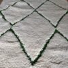 tapis marocain berbère béni ouarain laine naturelle blanc design losange décoration Ma Jungle Family Vert sapin azylal mrirt