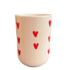 Mug en terre cuite blanche avec des cœurs rouges love ligne épurée Ma Jungle Family