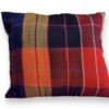 Housse de coussin en tissu haïk colore rose bleu turquoise vert orange, motif écossais, tissu ancien, vintage Ma JUngle FAmily