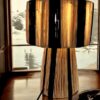 Lampe en raphia STRIPE “artisanat éthique”, “lampe bohème en raphia” et “décoration responsable” Raphia naturel et noire rayures