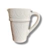 Carafe vase pichet beldi en ceramique bleu canard blanche fabriqué à la main au maroc gravure Ma Jungle Family chabichic carafe pichet