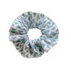 Chouchou élastique pour cheveux en tissu fleuri imprimé au blockprint en Inde vert d’eau Ma Jungle Family