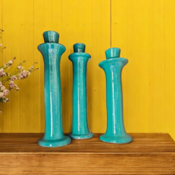 Trio de chandeliers en Tadelakt noir, toucher velours, 3 tailles, deco moderne et contemporain Ma Jungle Family Céramique truquoise