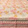 Nappe indienne imprimée au blockprint a Jaipur au Rajasthan en Inde motifs floral vert étang étourdissant bleu blanc Ma JUngle Family Vert prairie Jaune, dahlia rose