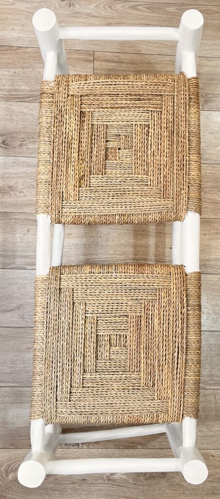 Banc marocain en doum feuille de palmier blanc bouclé assise Ma Jungle Family