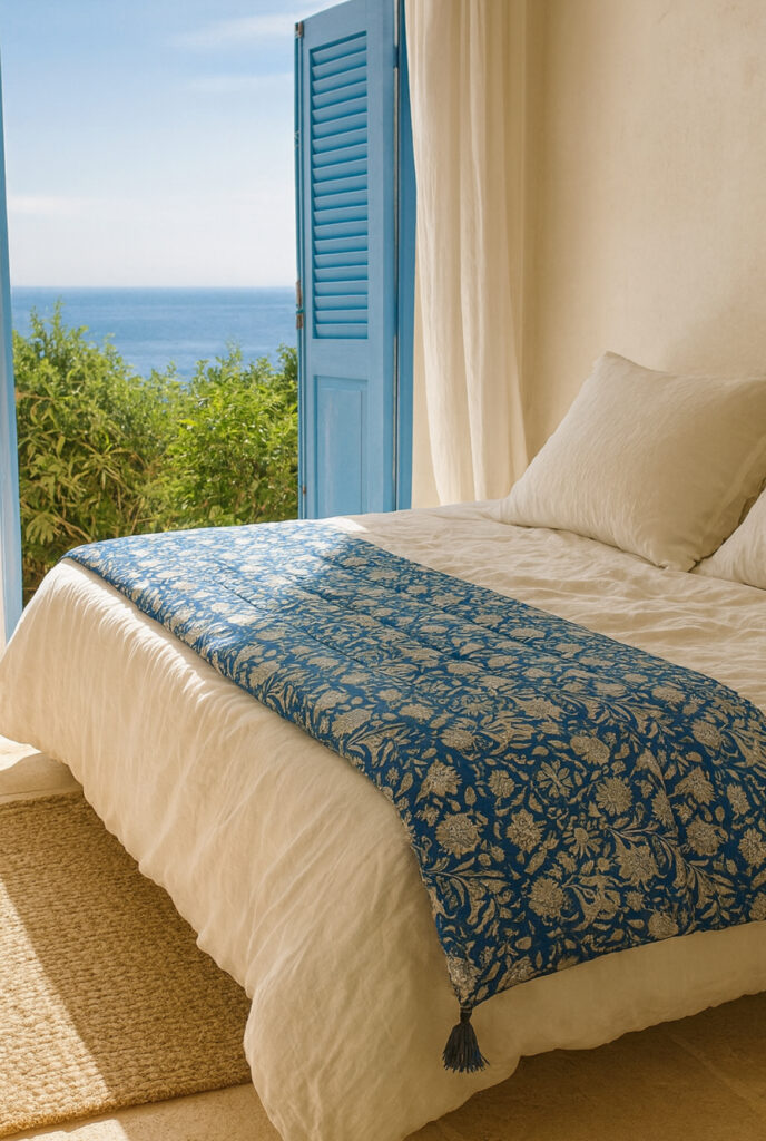 courtepointe edredon sofa cover, bout de lit, safran jaune moutarde, coton indien fleuri tres doux soyuex imprimé au blockprint en inde a jaipur Ma jungle family