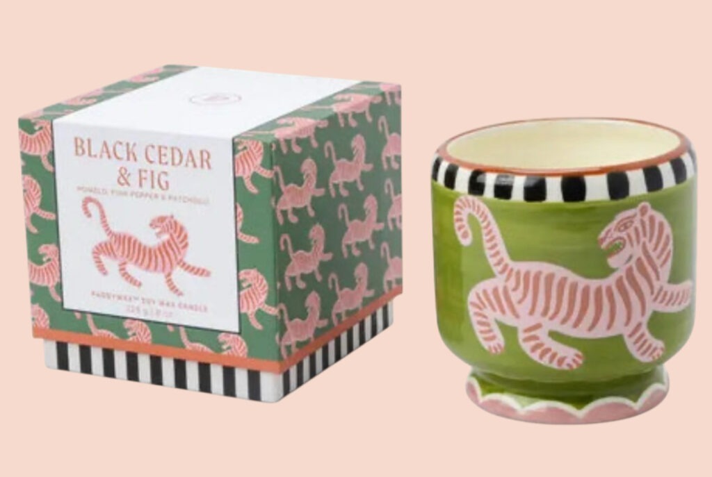 Bougie en céramique peinte a la main au Vietnam, serpent, cœur, love, Tiger, jungle, Monkey, singe rouge, paon bleu, , adopo, paddywax