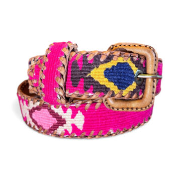 Ceinture brodée ethnique, coton tisse a la main, Guatemala, cuir véritable tresse. Là mansa, latch, Ma Jungle Family, l’île bleue, bordeaux, très colorée