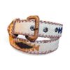 Ceinture brodée ethnique, coton tisse a la main, Guatemala, cuir véritable tresse. Là mansa, latch, Ma Jungle Family, l’île bleue, bordeaux, très colorée