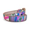 Ceinture brodée ethnique, coton tisse a la main, Guatemala, cuir véritable tresse. Là mansa, latch, Ma Jungle Family, l’île bleue, bordeaux, très colorée