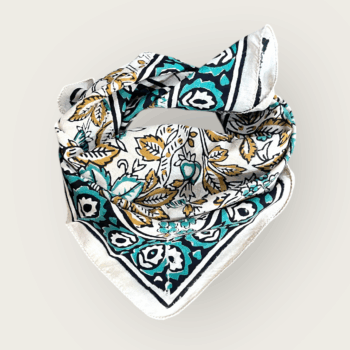 Foulard en voile coton indien imprimés au blockprint en Inde, bleu, moutarde, rouge, bordeaux, vert, rose, fleuris, damiers, tigres, violet, léopard, bellemme collection, au bonheur du jour, Jamini, kirane, Ma Jungle Family