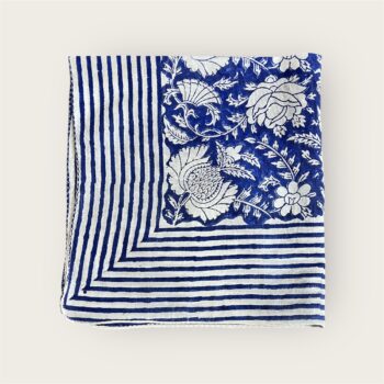 Foulard en voile coton indien imprimés au blockprint en Inde, bleu, moutarde, rouge, bordeaux, vert, rose, fleuris, damiers, tigres, violet, léopard, bellemme collection, au bonheur du jour, Jamini, kirane, Ma Jungle Family