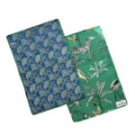 set de table matelassé coton indien fait main a jaipur motif fleuri au blockprint vert émeraude violet fleurs rose fluo Ma Jungle Family Bleu nuit fleur de dahlia rouge