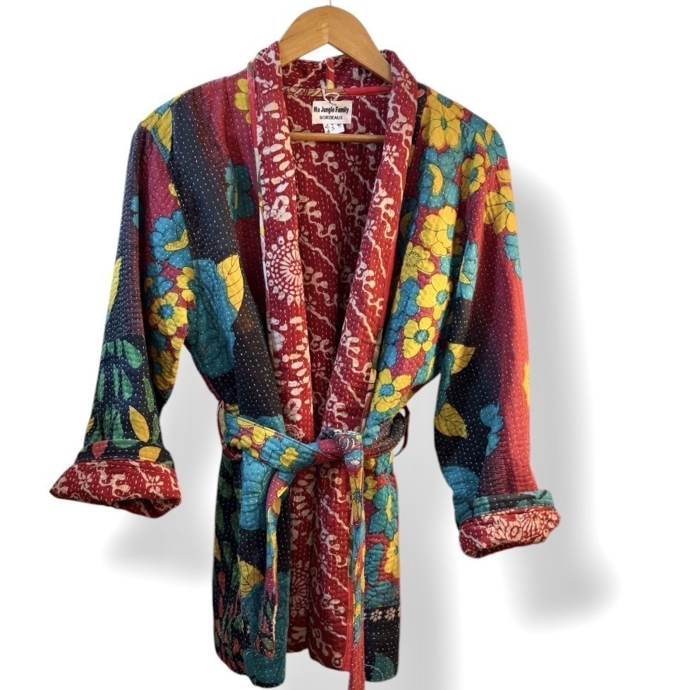 Veste kantha vintage kimono upcycling