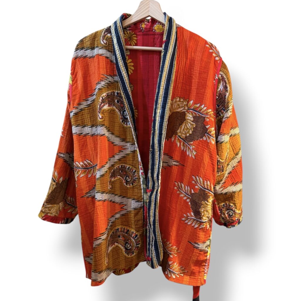 Veste kantha vintage reversible orange