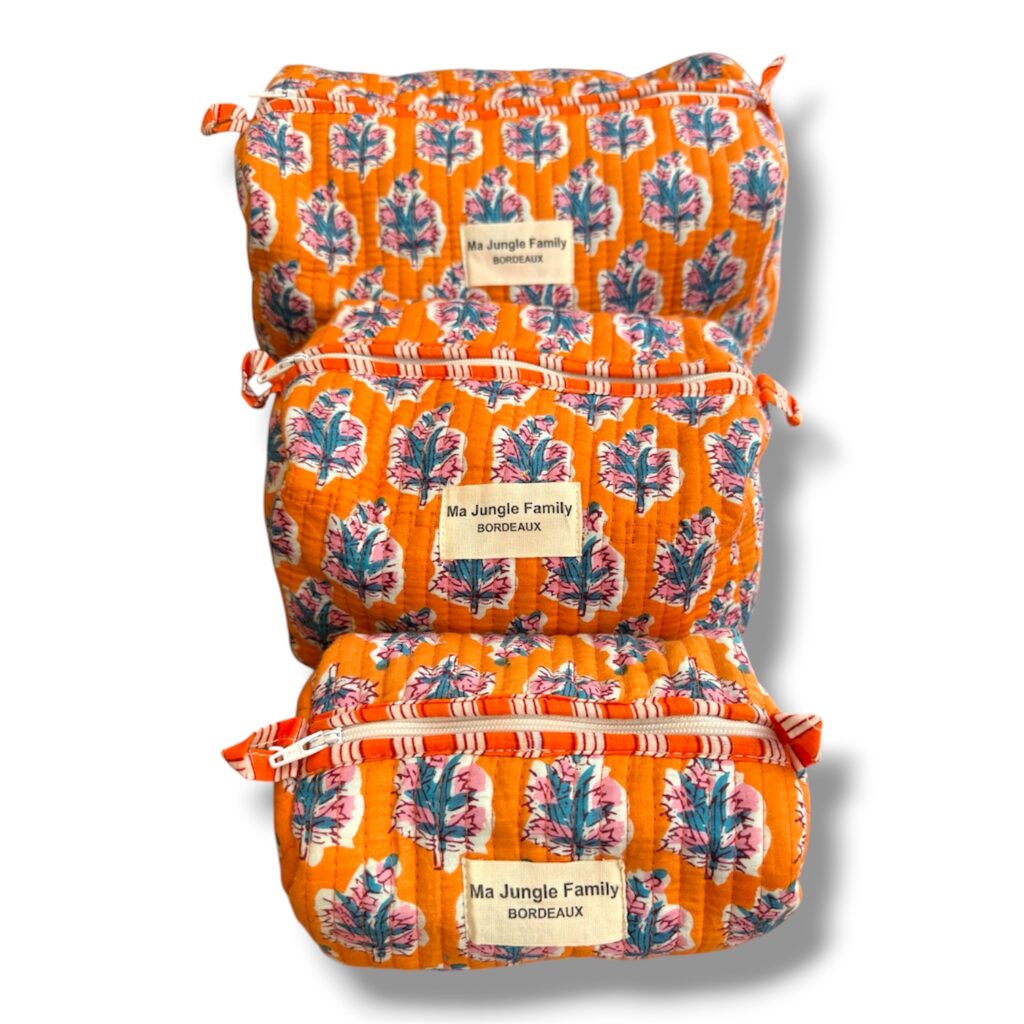 Trousse de toillette en coton indien matelasse, boutique boheme