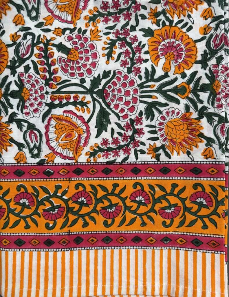 Nappe indienne orange blockprint Ma Jungle Family