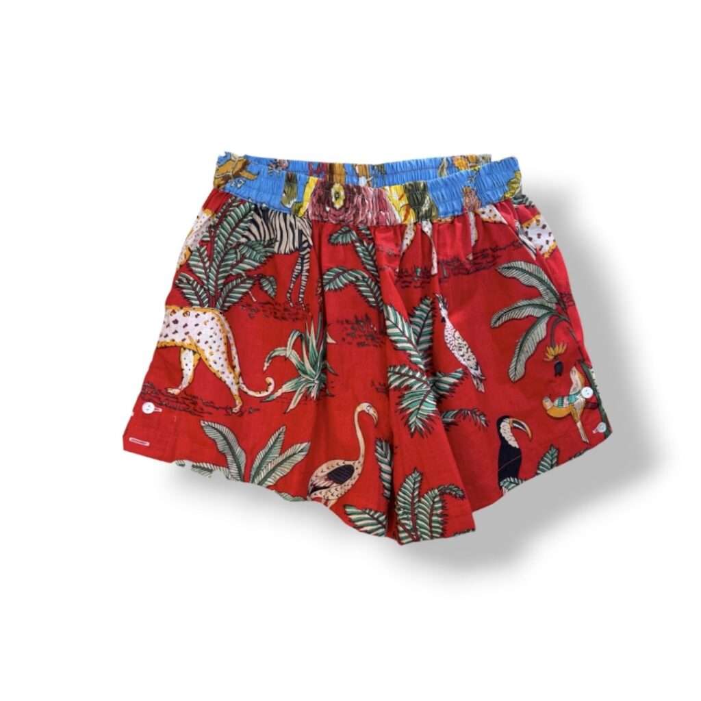 Short femme boheme rouge jungle