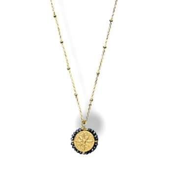medaille-porte-bonheur-rose-des-vents-shiny-blue