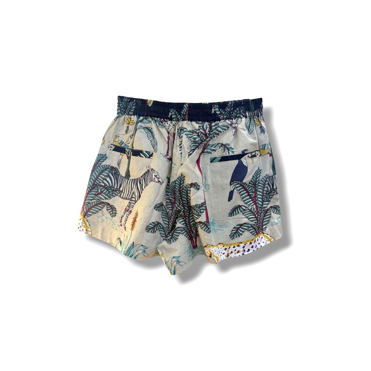 Short en coton indien Safari beige et noir, mode boheme Ma Jungle Family