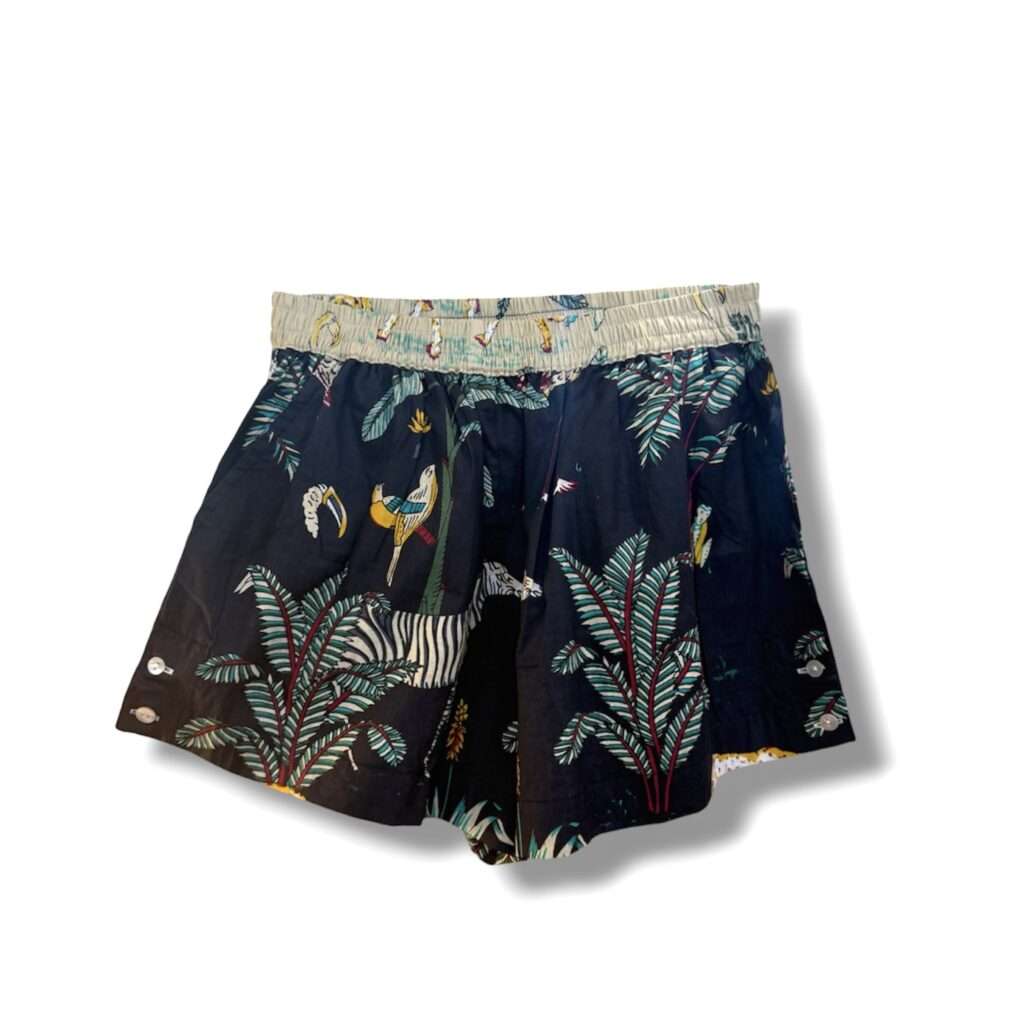 Short en coton indien Safari beige et noir, mode boheme Ma Jungle Family