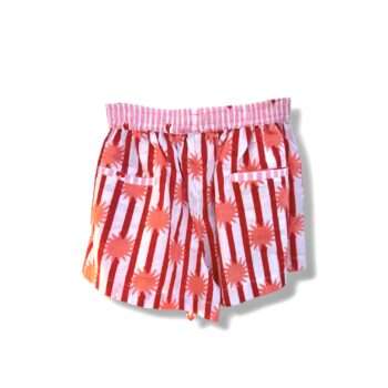 Short en coton indien soleil corail a rayures, mode boheme Ma Jungle Family