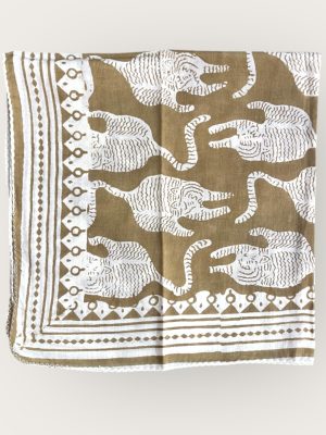 Foulard en voile coton indien imprimés au blockprint en Inde, bleu, moutarde, rouge, bordeaux, vert, rose, fleuris, damiers, tigres, violet, léopard, bellemme collection, au bonheur du jour, Jamini, kirane, Ma Jungle Family