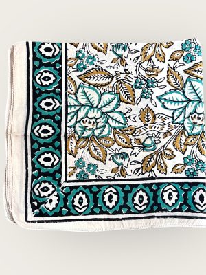 Foulard en voile coton indien imprimés au blockprint en Inde, bleu, moutarde, rouge, bordeaux, vert, rose, fleuris, damiers, tigres, violet, léopard, bellemme collection, au bonheur du jour, Jamini, kirane, Ma Jungle Family