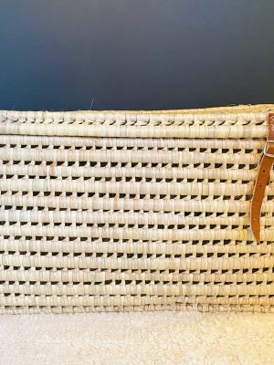 grand coffre rangement XXL attache en cuir et poignees en cuirpaille osier doum en feuille de palmier Maroc Ma jungle Family