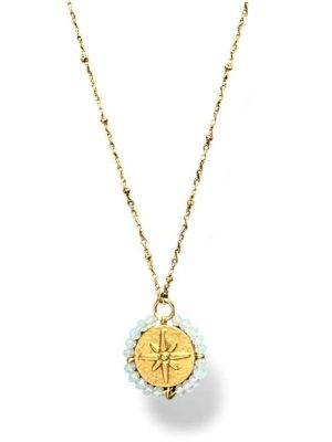 Medaille rose des vents porte bonheur blanche White Ma Jungle Family