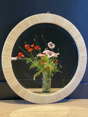 miroir en raphia bordure naturel fait a la main au maroc artisanal Ma Jungle Family