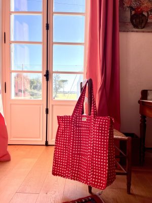 Gand cabas sac molletonne matelasse coton safran bleu fleuri sac a langer kaki violet Inde blockprint Ma jungle Family sac de plage, valise cabine marine fleurs rouges dahlia, vert Frida Kahlo, corail, motif japonais, léopard rose, rouge, guinguette, vintage, pique nique, nappe à carreaux